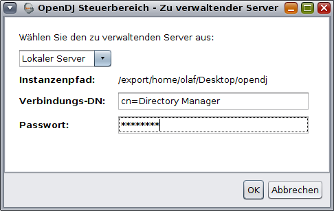 OpenDJ Control-Panel Login Screenshot